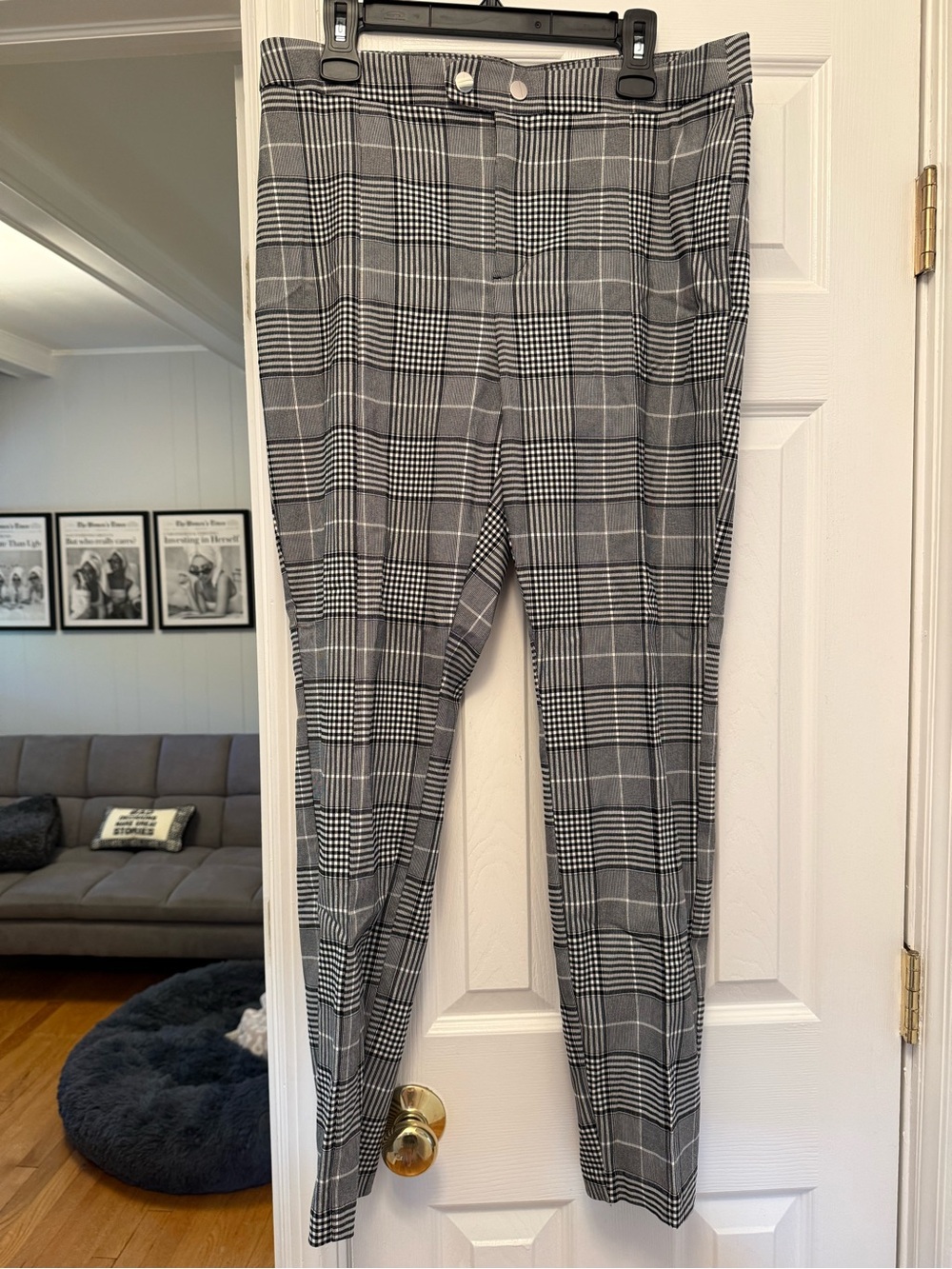 INC International Concepts Black and White Plaid Trousers